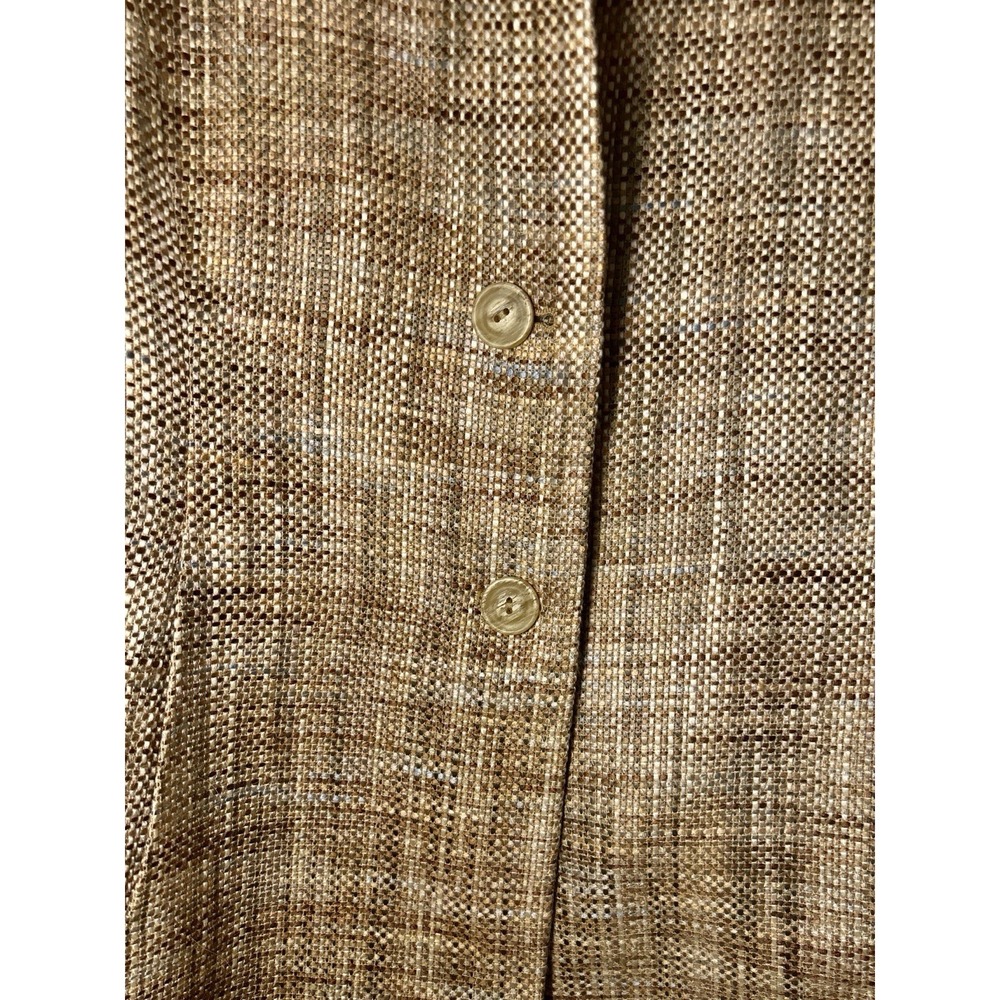 Vintage Talbots Petites 8P Tan Tweed Jacket Made in USA Italian Fabric Brooch - Picture 7 of 8